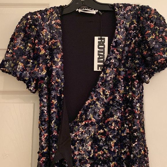 ROTATE Frida Sequin Wrap Front Dress - Picture 4 of 7